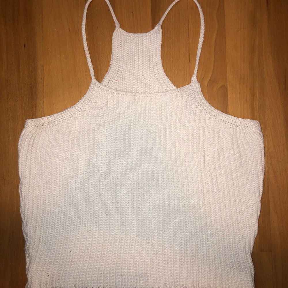 white knitted/woven tank top